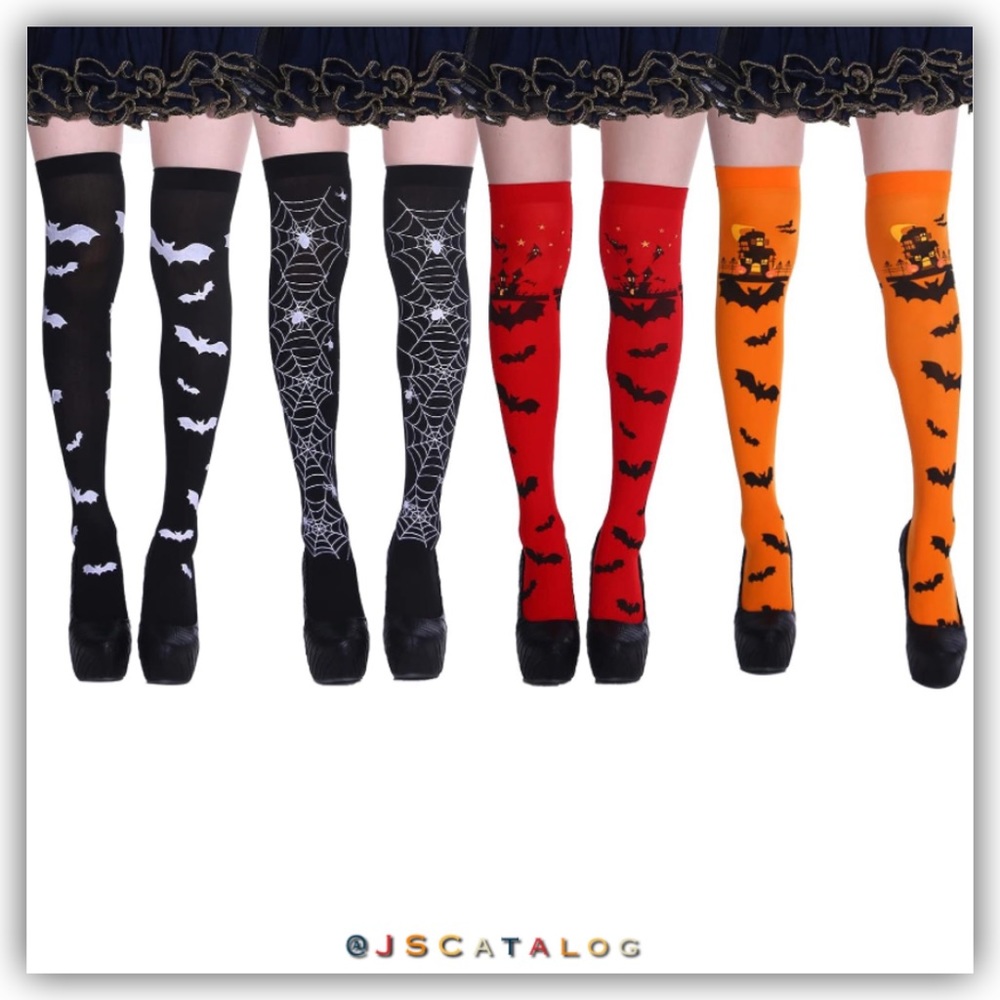 4 x Halloween Pantyhose ThighHigh Socks Variety Pack